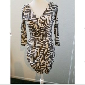 Asymmetric Navy Blue and White Dress